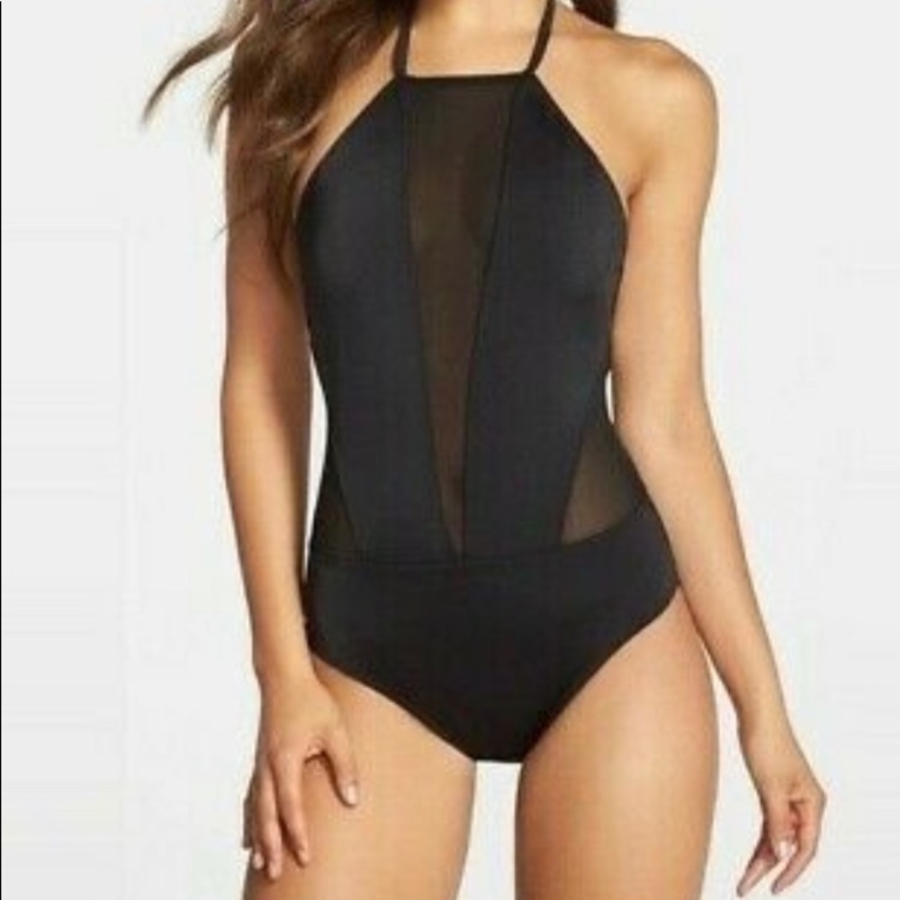 TED BAKER MESH PANEL BLACK SWIMSUIT